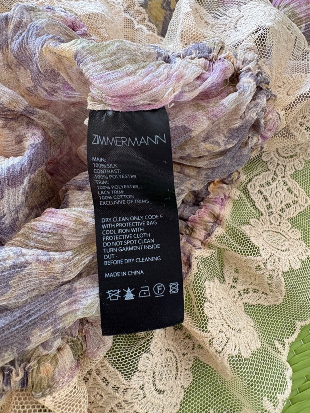 Zimmermann Lavender Floral Lace-Trim Sheer Blouse - Picture 8 of 10